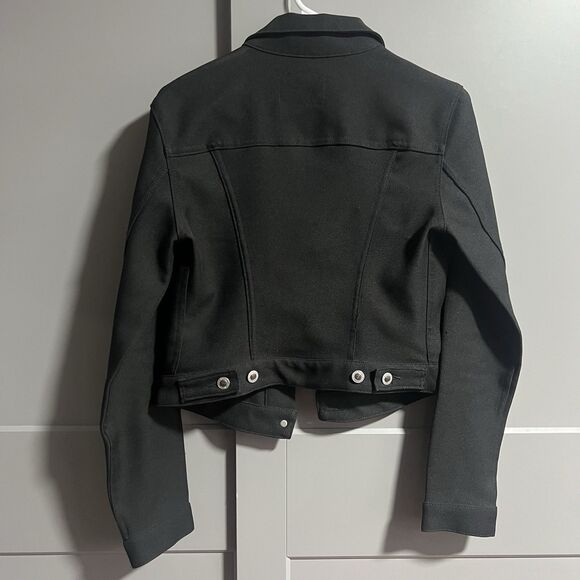 Levi’s Silver Tab Women Button Crop Trucker Jacket Black Medium Polyester - Picture 3 of 5